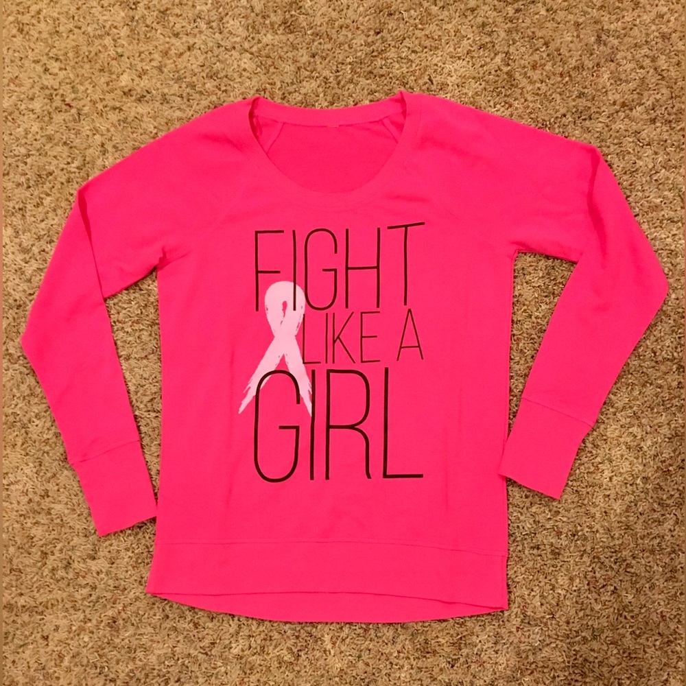 MATERIAL GIRL BREAST CANCER SCOOP NECK SWEATSHIRT NWOT